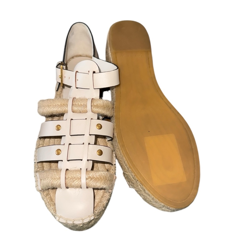 NEW Tory Burch Fisherman Platform Espadrilles Ivory Off White size10 NO BOX - Picture 6 of 7